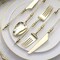 24 CLEAR GOLD Plastic CUTLERY Roman Column Handle Spoon Fork Knife Set